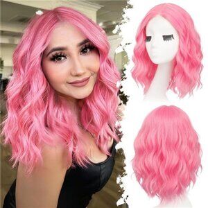 Vibrant Pink Wavy Hair Wig